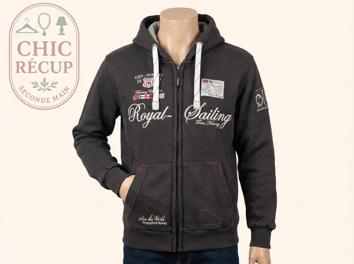 Sweat zippé - Geographical Norway - L - Noir - Fighter